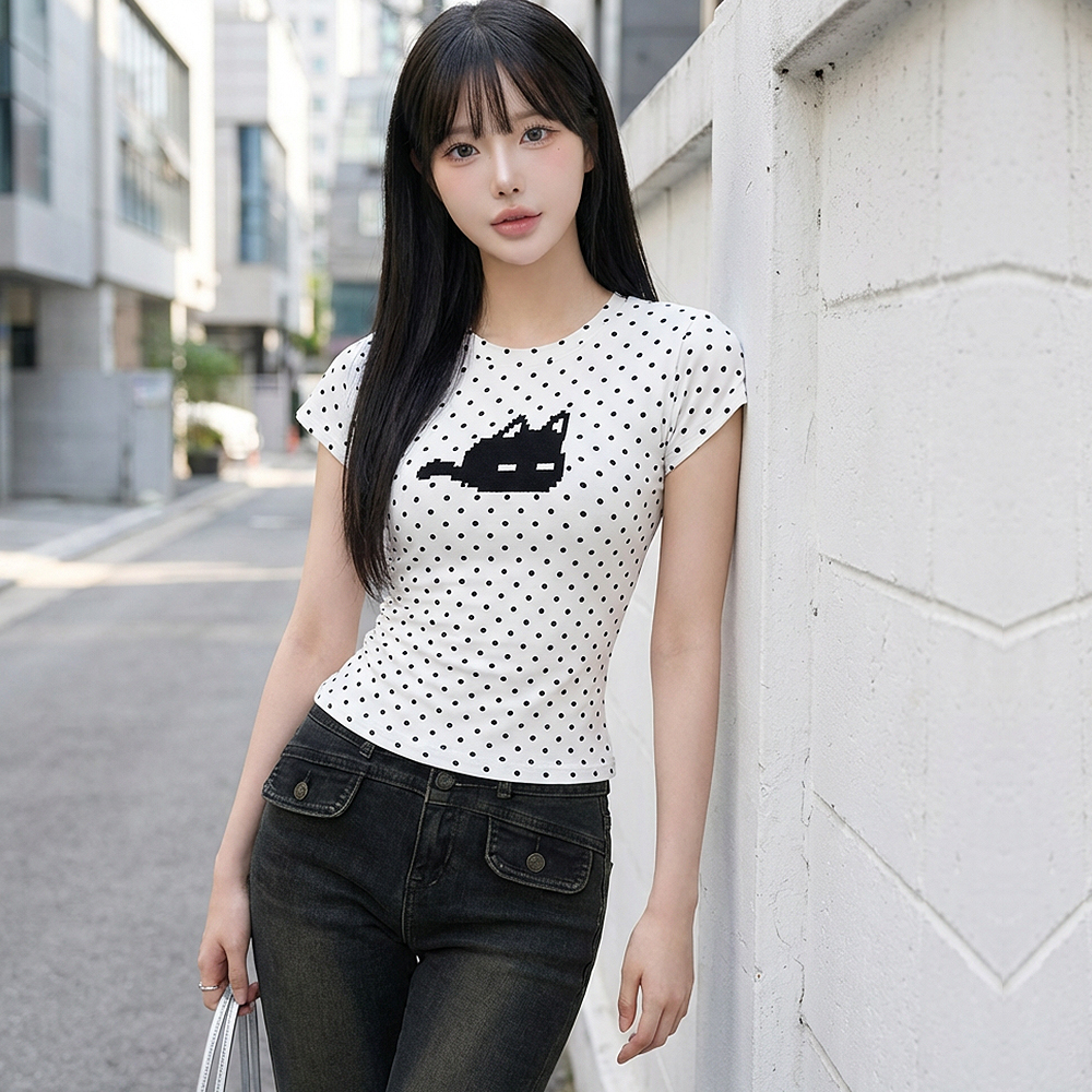 삐삐캣도트티 - 화이트