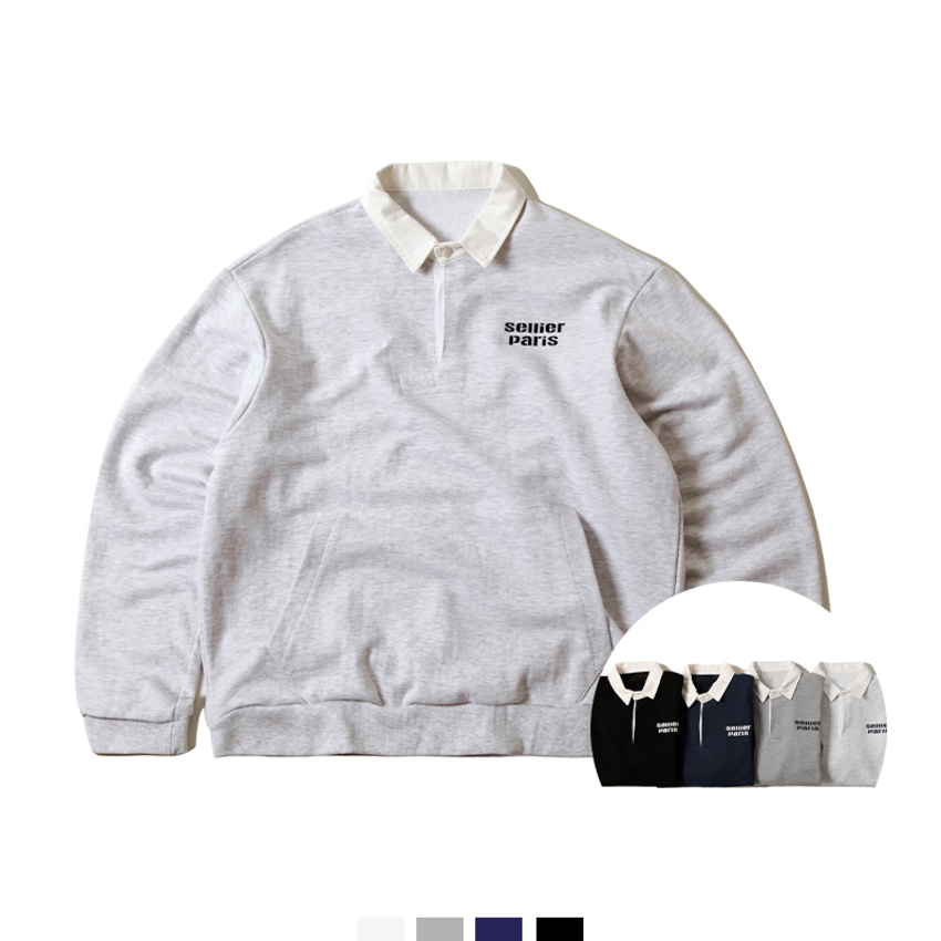 남자 카라 맨투맨 카라티 스웨트셔츠 봄 데일리 맨투맨 - 네이비