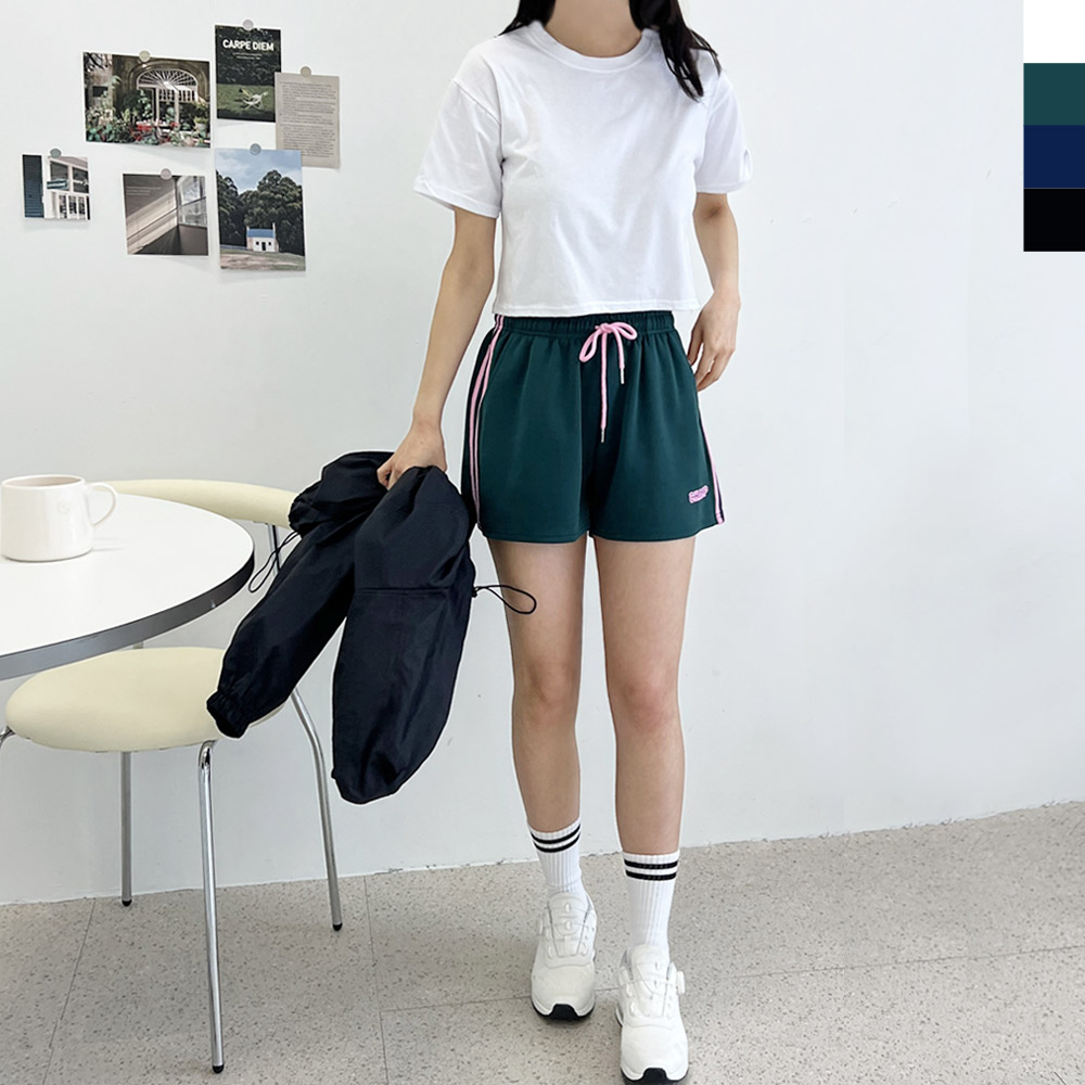 스포티 4컬러 여성 투라인 숏팬츠 DJJ-ACC-SS1011W - 화이트