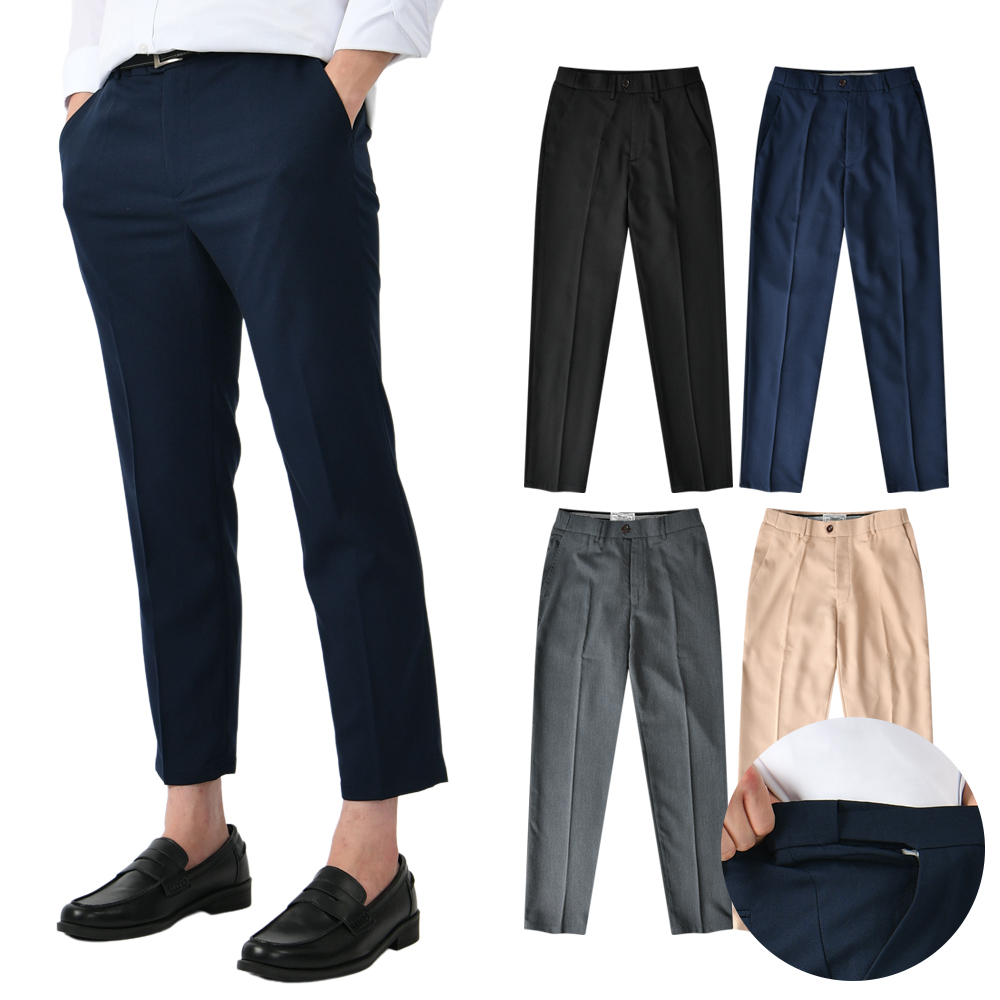 (숏/기본 2단기장) 남자 시크릿 옆밴드 슬랙스 스판 빅사이즈 정장 바지 - beige