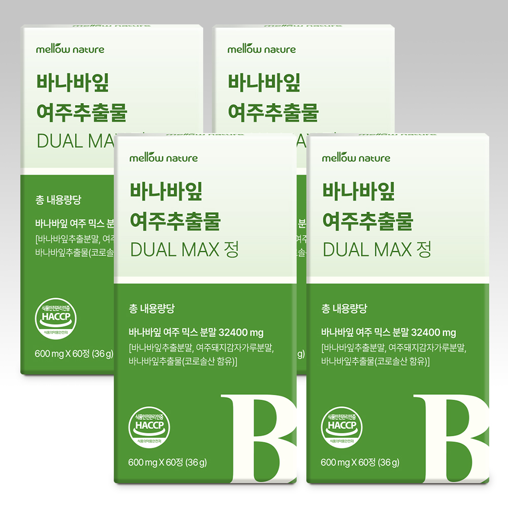 멜로우네이쳐 바나바잎 여주 추출물 듀얼 맥스 정 코로솔산 60정, 4개 - 상품 이미지