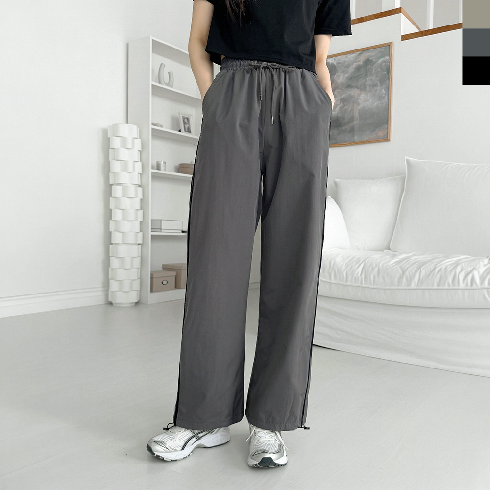 여성 스트링 3컬러 포켓 와이드 팬츠 DJJ-ACC-2011W - 카키