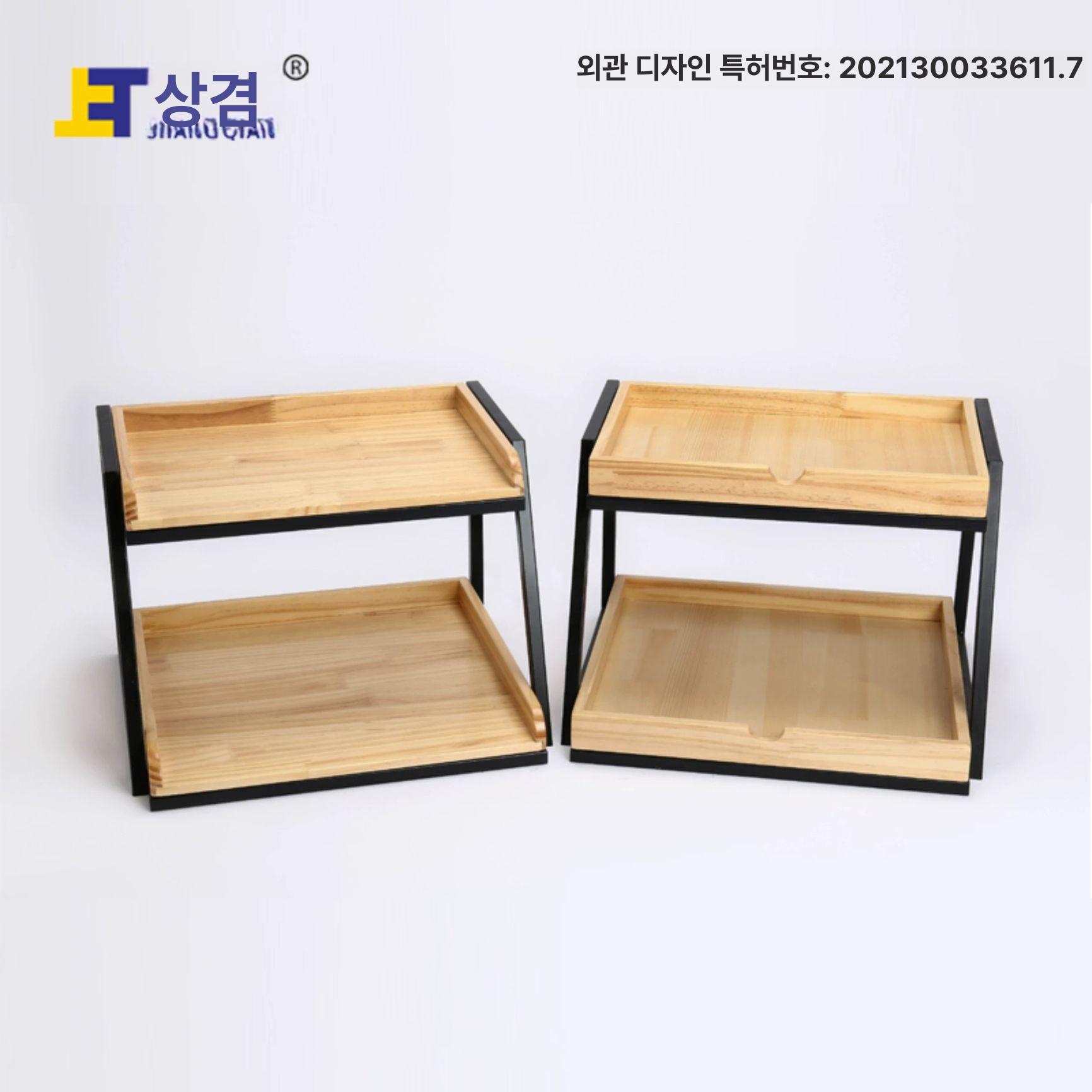 베이커리 선반 스탠드 2단 디스플레이 바스켓 원형 디저트 빵매대 쿠키진열대 조립 - 상세 이미지 5