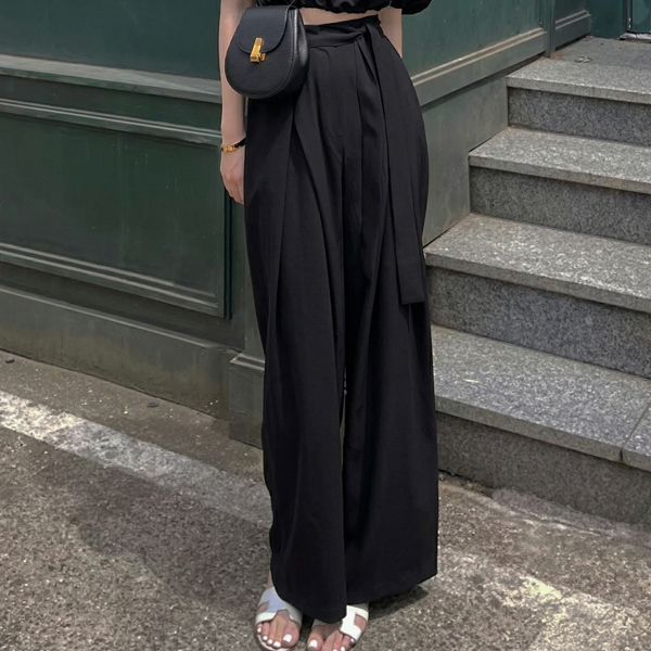 44-77 빅사이즈 일자 여성 모던 스트랩 핀턱 슬랙스 LK-HB03 - 그레이