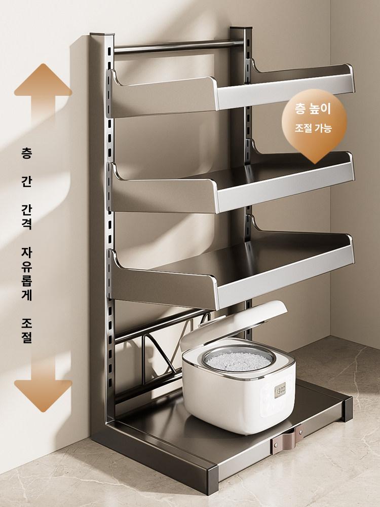 전자레인지 선반 거치대 슬라이딩 틈새 장 다용도 밥솥레일 높이조절 전자레인지거치대 밥솥장 - 상세 이미지 3