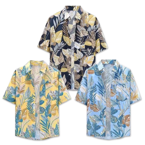 빅사이즈 남성 꽃남방 하와이 티셔츠 LM-0674 - 네에비