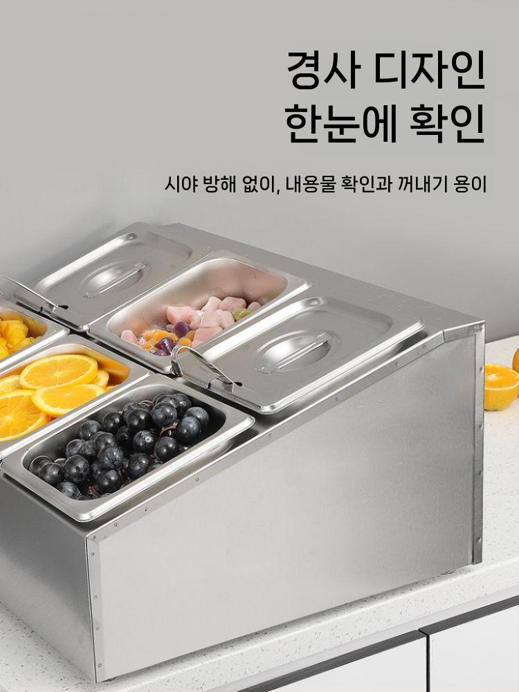양념 뷔페 식당 바트 스텐밧드뚜껑 단열 3개 업소용 셀프바 뚜껑별도 반찬통 PC 높이 받드 - 상세 이미지 4