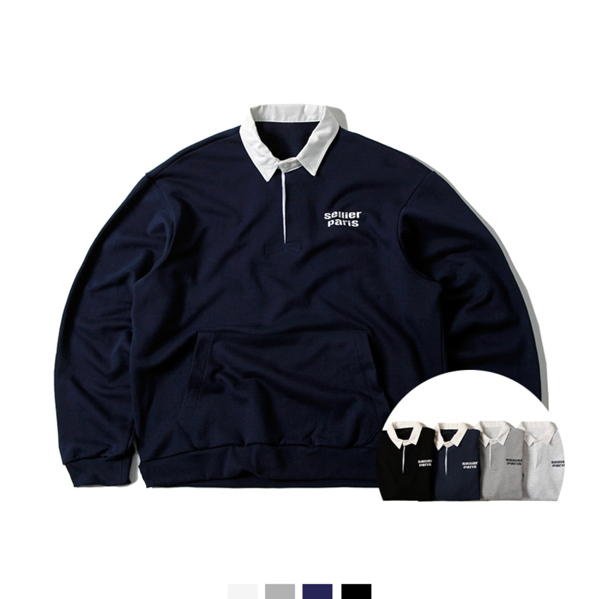 남자 카라 맨투맨 카라티 스웨트셔츠 봄 데일리 맨투맨 - 네이비