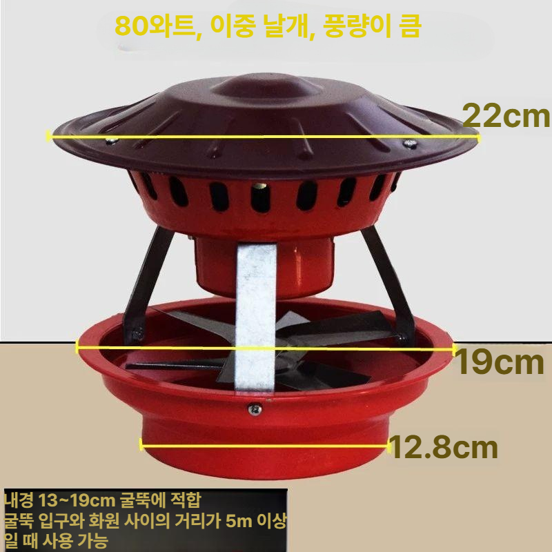 연통 배기팬 화목난로 환풍구 연기배출 스모크 연소용 - 상세 이미지 5