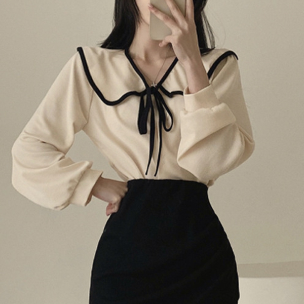 여성 러블리 3컬러 리본 스트랩 세일러카라 블라우스LACH4767596 - 상품 이미지