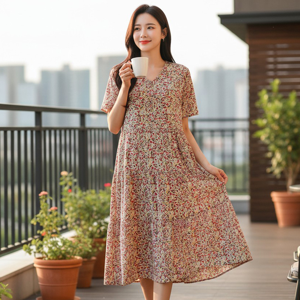 SD-262039 하늘하늘 브이넥 엘로디 캉캉원피스