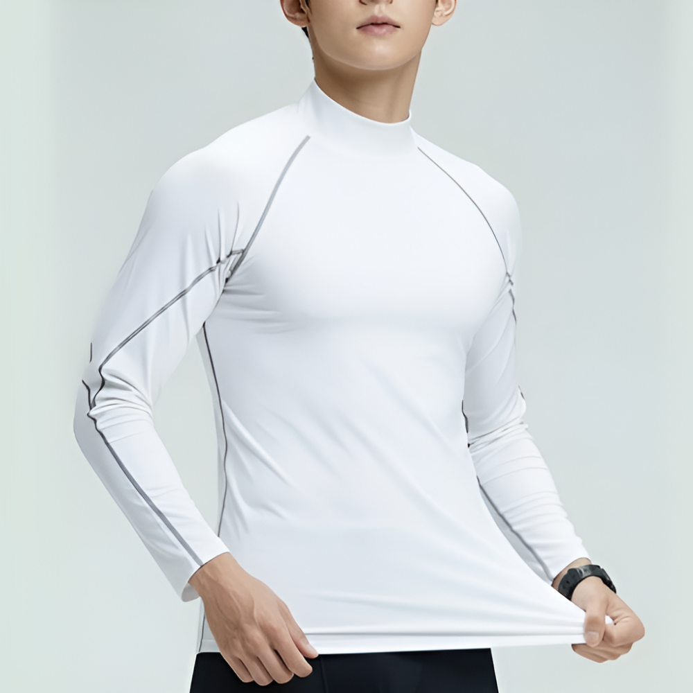 남성 헬스 컴프레션 짐웨어 머슬핏 드라이핏 반목 레이어드 긴팔티 - 네이비