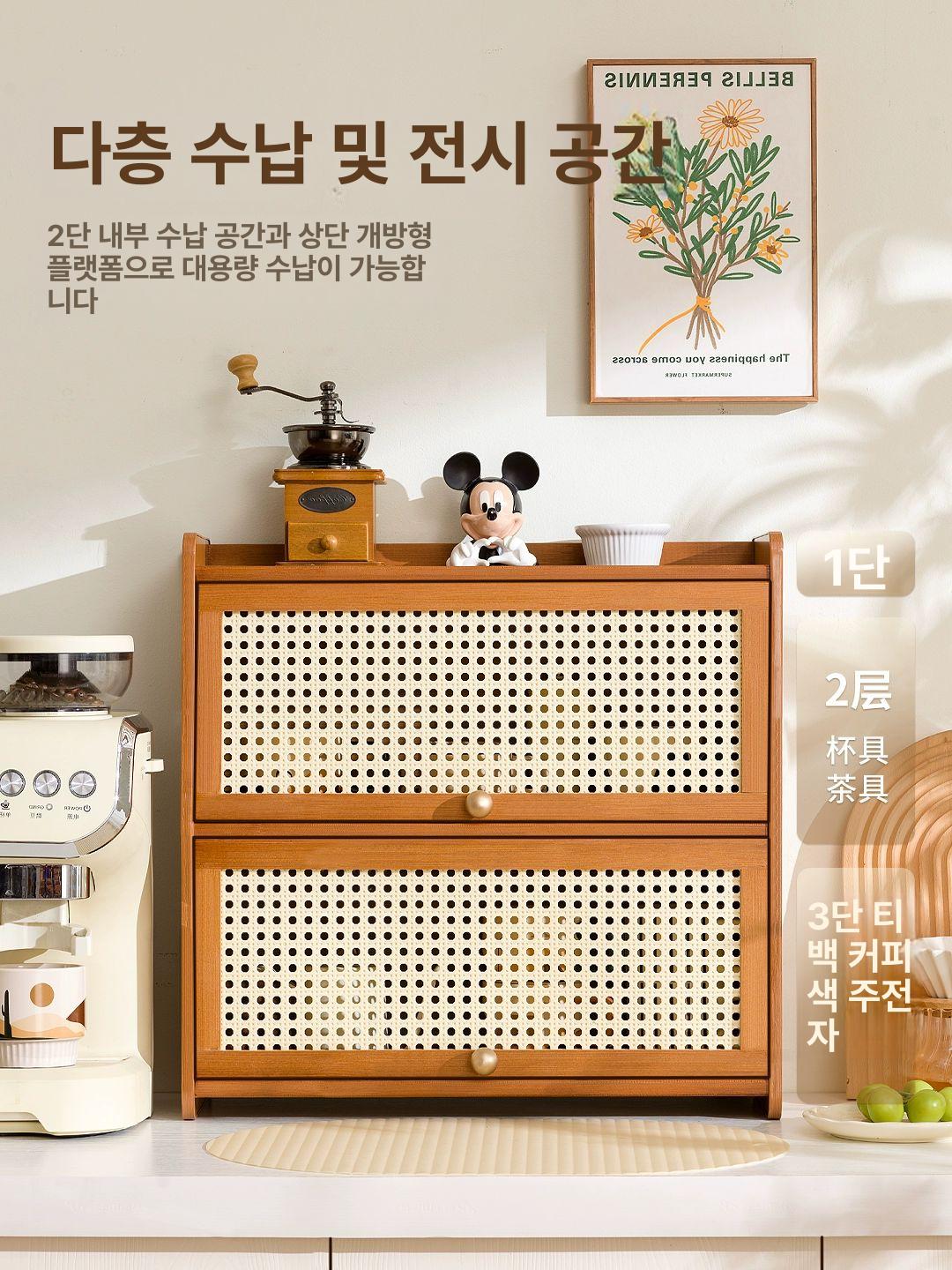 엔틱선반 미니 찬장 수납장 홈카페 다기 꾸미기 엔틱그 릇장 그릇 찻장 인테리어 - 상세 이미지 3