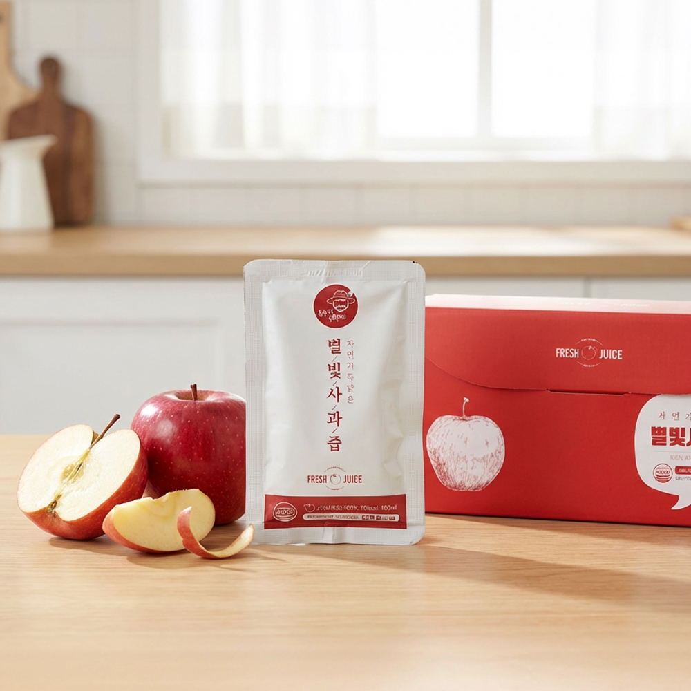 NFC착즙 100% 영천 별빛사과즙 저온 살균 착즙 100ml, 10포, 1개 - 상품 이미지