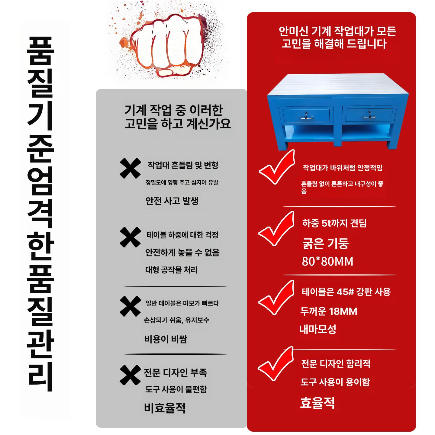 작업대 철제 선반 앵글 책상 바닥 바퀴 조제대 조립대 받침대 높이조절 작업실 이동 이동형 - 상세 이미지 3