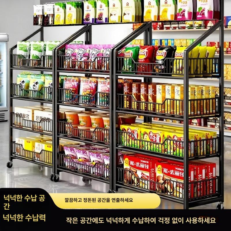 가판대 이동식 진열대 5단 약국 철제 팬트리 간식 부스 진열 야시장 편의점 판매대 야외 - 상세 이미지 3