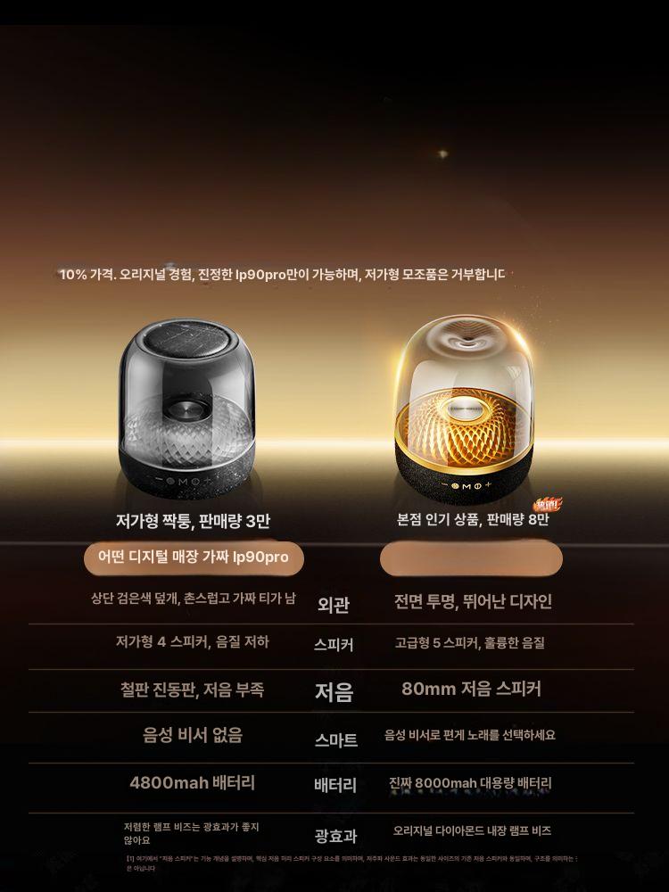 블루투스 무선 컴퓨터용 신형 저음 강화 거실용 고음질 투명 원형 48시간 받침대 고양이귀 기본구성 - 상세 이미지 2