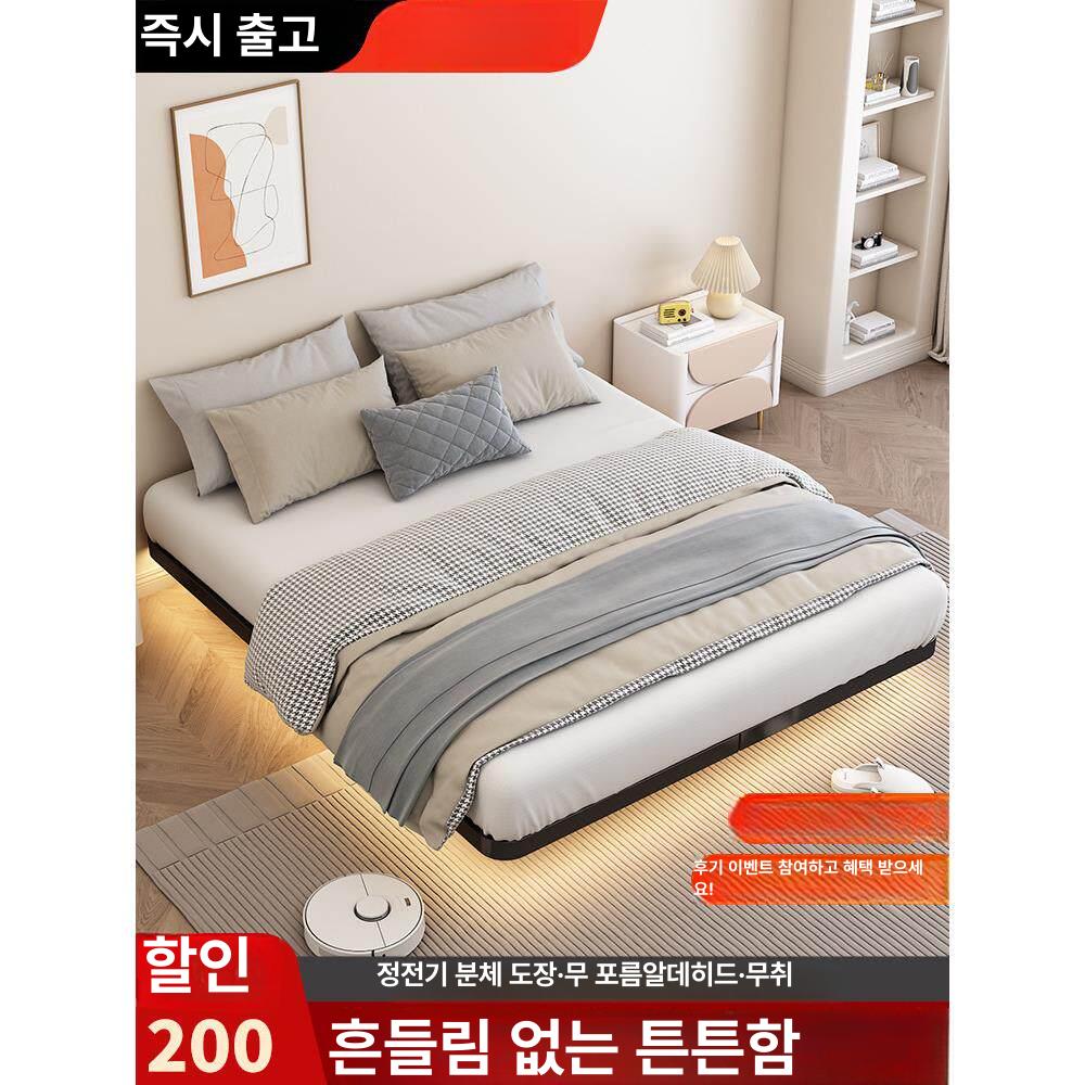 매트리스 패브릭침대 저상형 철제 무헤드 철제침대 우디싱글헤드 아이보리 슈퍼싱글 신혼 - 상세 이미지 2