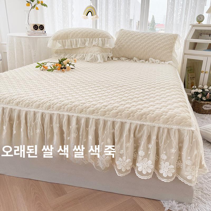 레이스침대커버 퀸사이즈 호텔식 매트리스 시트 베개 프릴 블루그레이프프루트 120cmx200cm - 상세 이미지 3