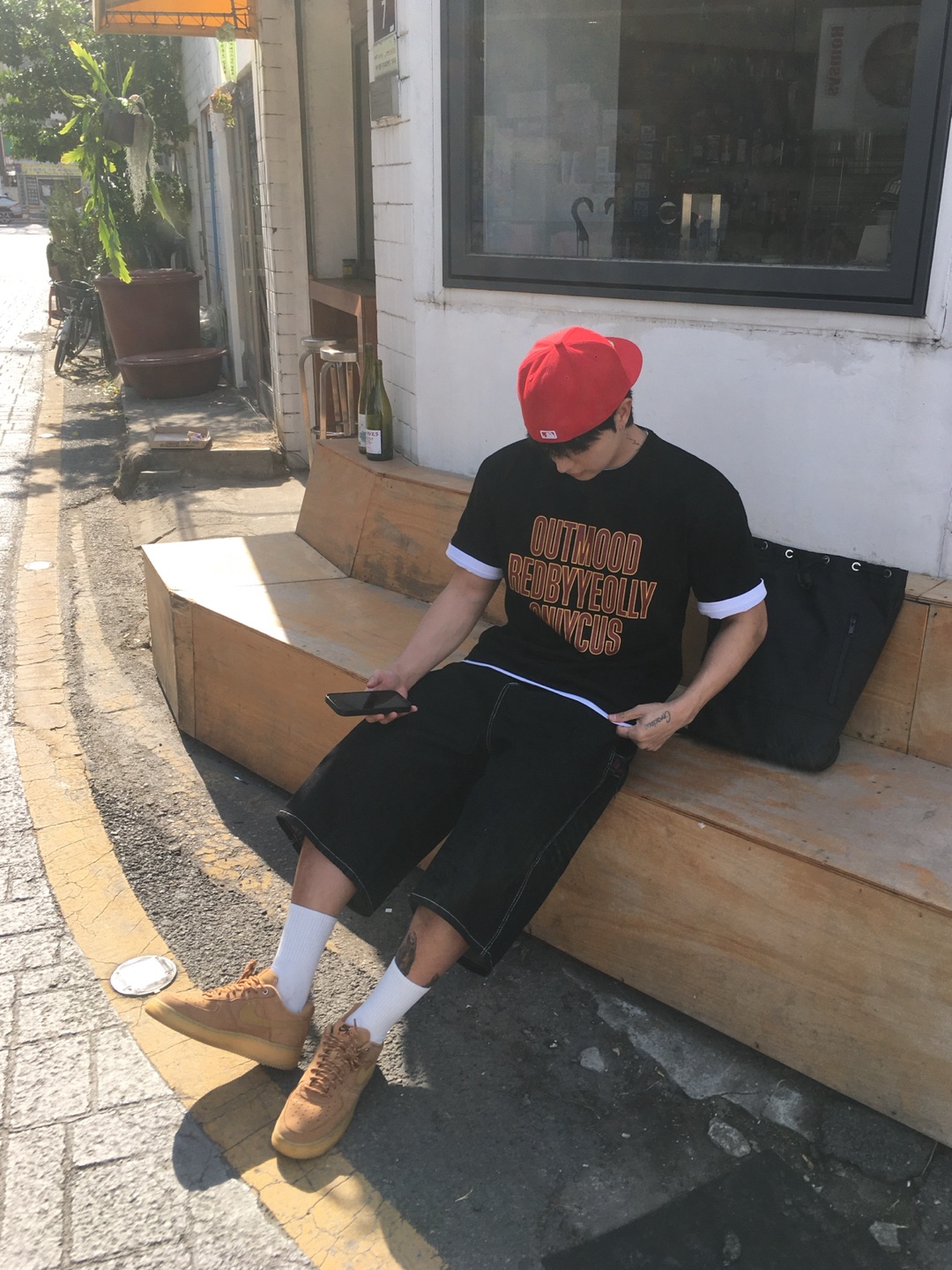오버핏 나염 레터링 반팔티 이미지 7