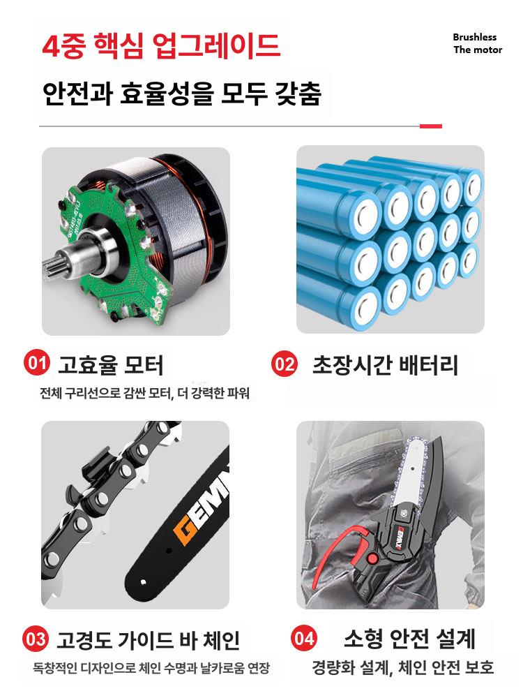 충전식 전기톱 소형 무선 절삭기 나무 전동 무선전기톱 목공 절단 체인톱 미니 풀세트 목재 - 상세 이미지 3