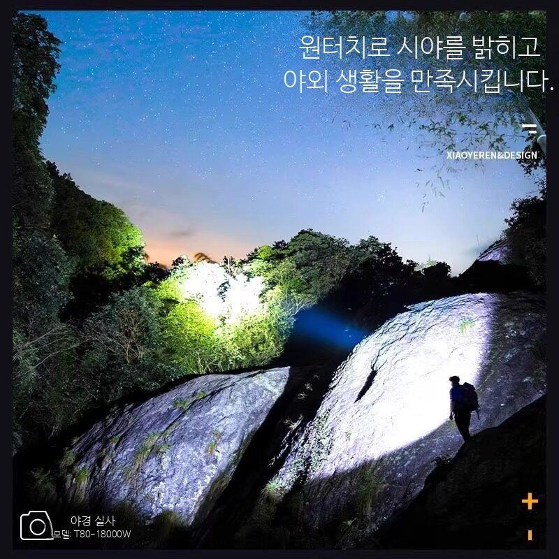 LED헤드랜턴 초경량 충전식 강력한 빛 낚시 캠핑 등산용 방수 야외활동 최적화 헤드램프 배터리 내장형 휴대용 전등 안전모 사용 가능 트레일러닝 해루질 전문 조명 - 상세 이미지 2