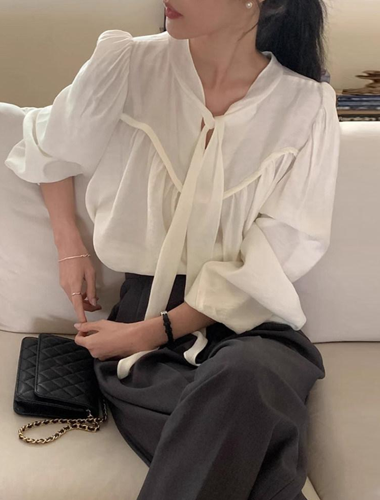 슬리브 여성 소매 롱 긴 화이트 실크 남방 흰색 셔츠 긴팔 반팔 모달 민소매 이너 봄 - 상품 이미지