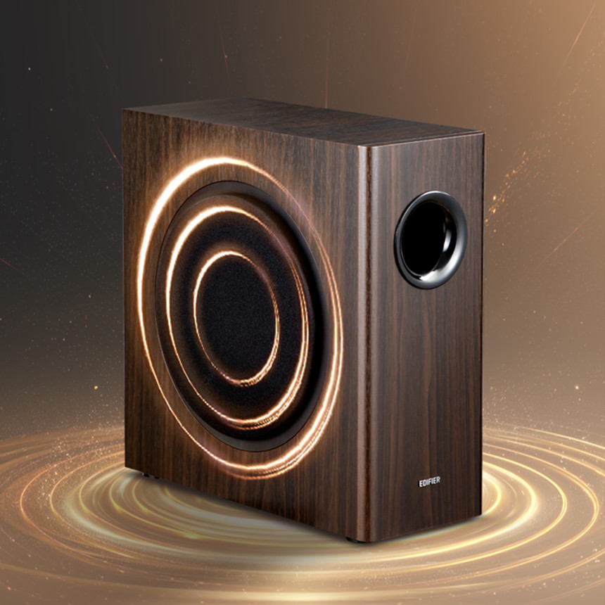 [EDIFIER T5S 서브우퍼 70W 고출력 중저음 액티브 스피커 브라운 사진 2