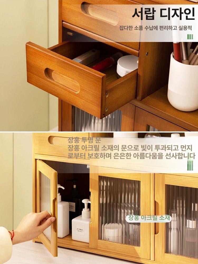 화장품정리 빈티지 카페장 진열장 원목수납장 수납장 서랍장 선반 소품 회전 테이블 엔틱 - 상세 이미지 4