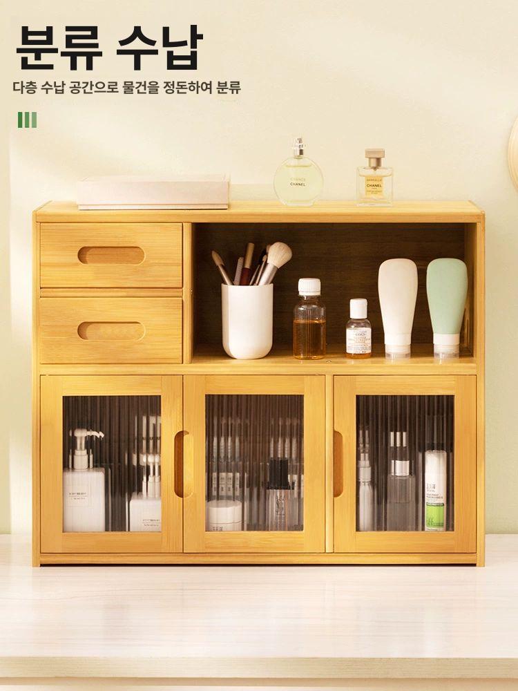 화장품정리 빈티지 카페장 진열장 원목수납장 수납장 서랍장 선반 소품 회전 테이블 엔틱 - 상세 이미지 5