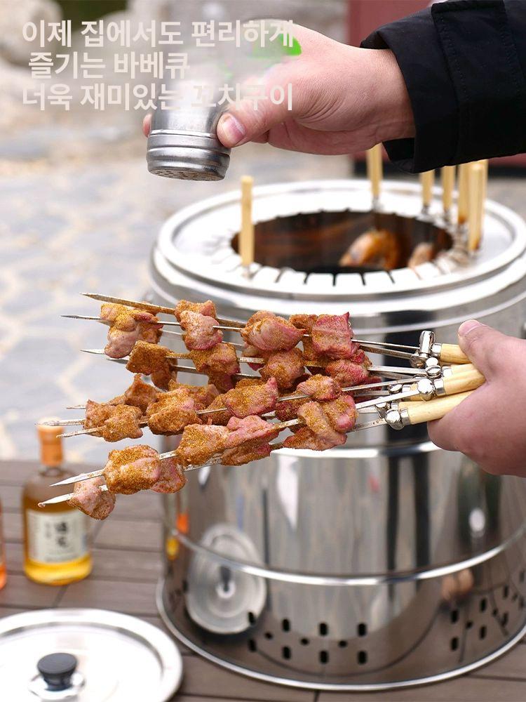 바베큐 숯불 걸이식 드럼통 그릴 꼬치 스토브 양고기 스틸 휴대용 야외 항아리 기계 대형 - 상세 이미지 2