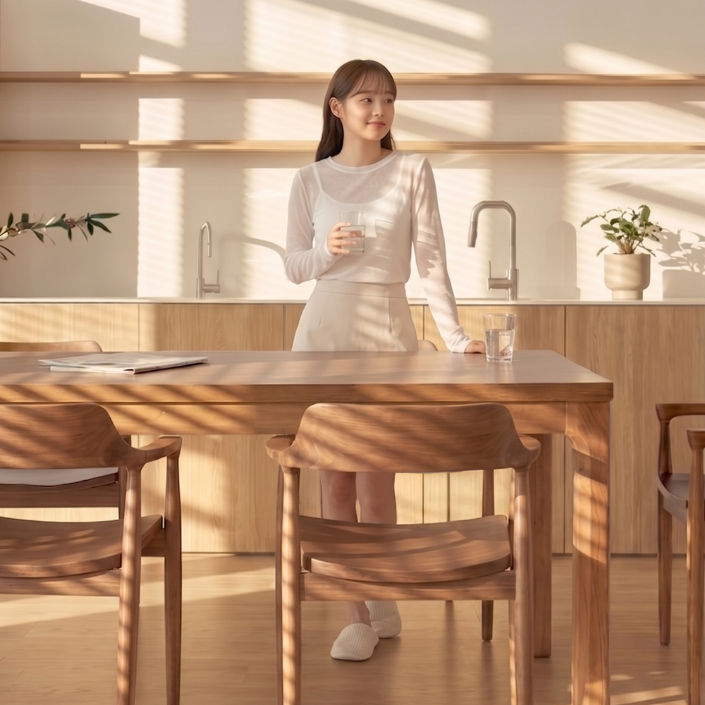 포빌리 4인용 6인용 원목식탁 세트 거실서재화 식탁+의자6, 1800mm, 내추럴 - 상세 이미지 2
