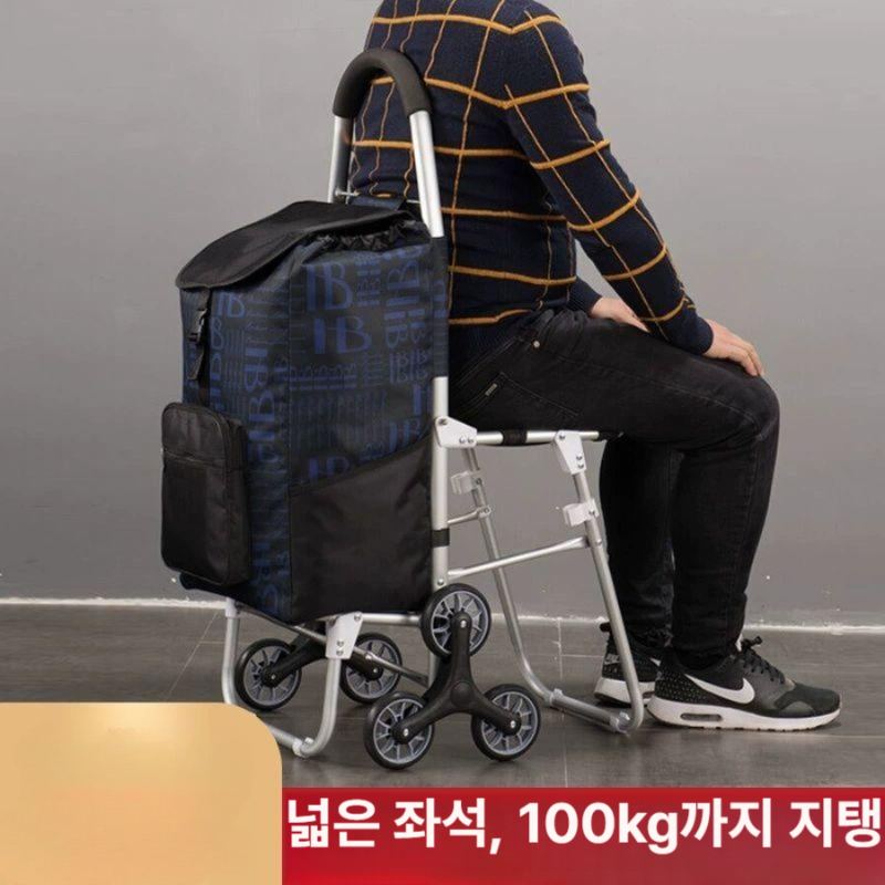 의자카트 장바구니 캐리어 다용도 폴딩 접이식 시장 계단 가방 휴대용 손수레 마트 체어 - 상세 이미지 2