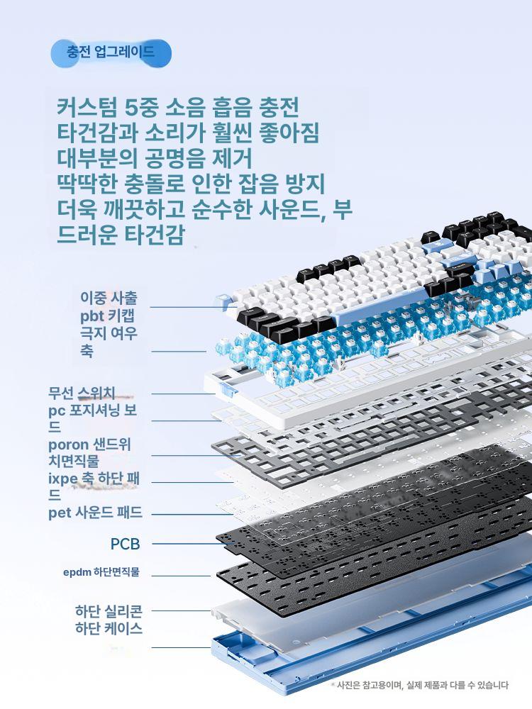 커스텀 기계식 키보드 블루투스 윈도우 레이아웃 맥 무선 조약돌 게이밍 독거미 유선 - 상세 이미지 3