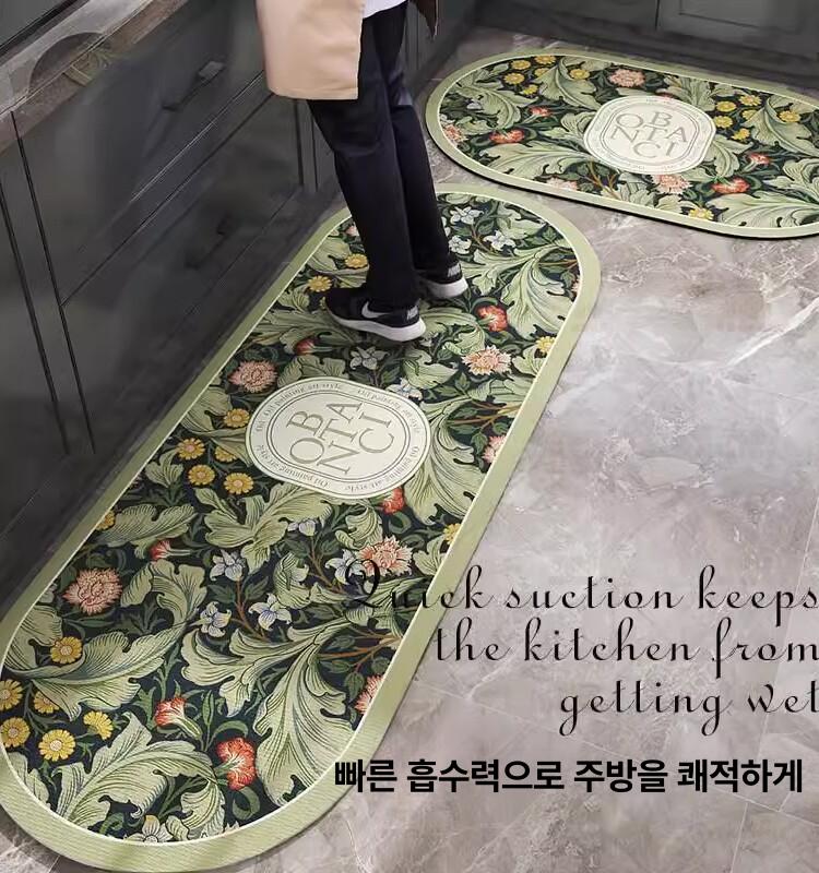 규조토 발매트 라운드 거실 싱크대 장식 방지 홈 블로썸 데이지 미끄럼방지 카펫 논슬립 - 상세 이미지 4