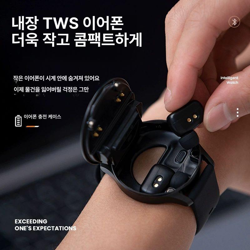 스마트워치 이어폰 내장 남성용 투인원 스포츠 시계 블루투스이어폰 녹음 웨어러블 코드 - 상세 이미지 3