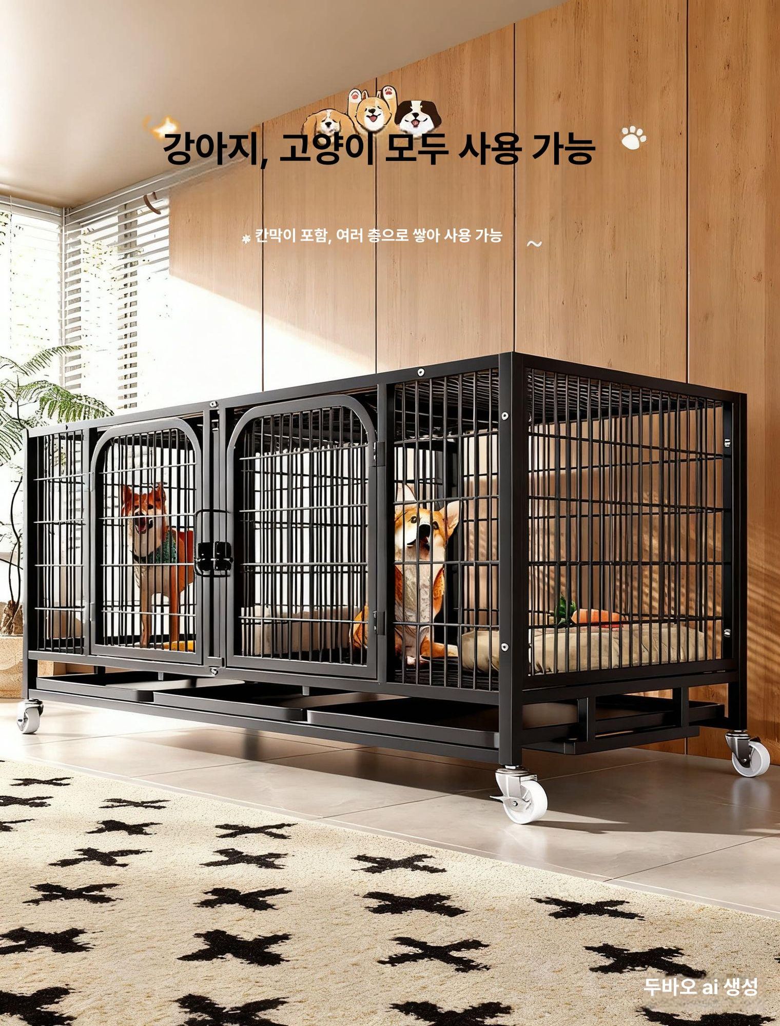 강아지 켄넬 케이지 철장형 애견 대형견 반려견 반려동물 중형견 캔낼 캠핑 대형 고탄성 - 상세 이미지 2