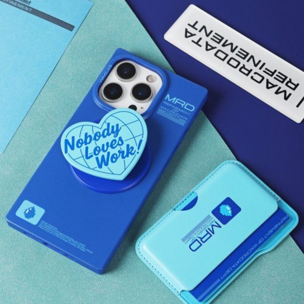 아이폰17 프로 맥스 케이스 맥세이프 자석 하트 거치대 블루 무광 아크릴 커버 - 상세 이미지 3