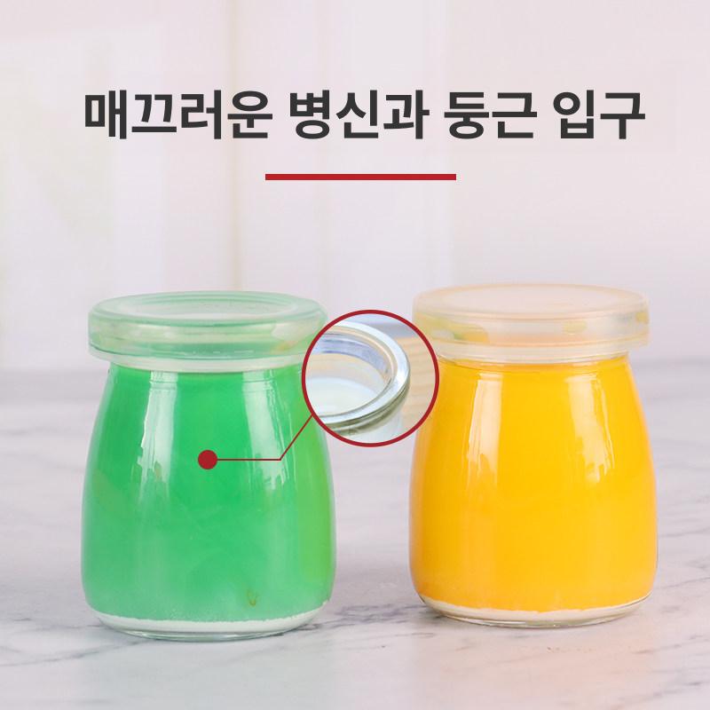 유리 푸딩용기 내열 요거트 카페 유리병 원형 용기 푸딩병 병 미니 플라스틱 그릭 컵 뚜껑 - 상세 이미지 2