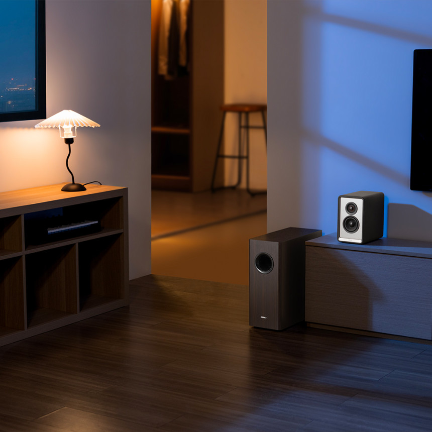 [EDIFIER T5S 서브우퍼 70W 고출력 중저음 액티브 스피커 브라운 사진 4