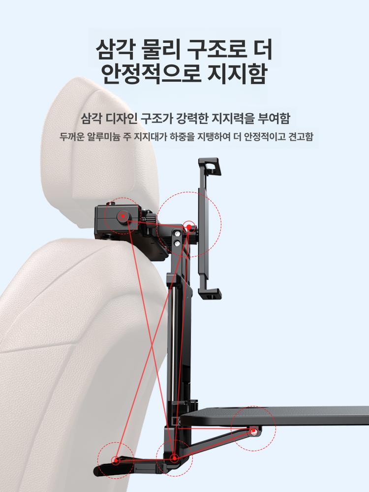 차량용 뒷자리테이블 후석 수납 폴딩 무선충전 시트백테이블 차량용테이블 자동차뒷자리책상 - 상세 이미지 5