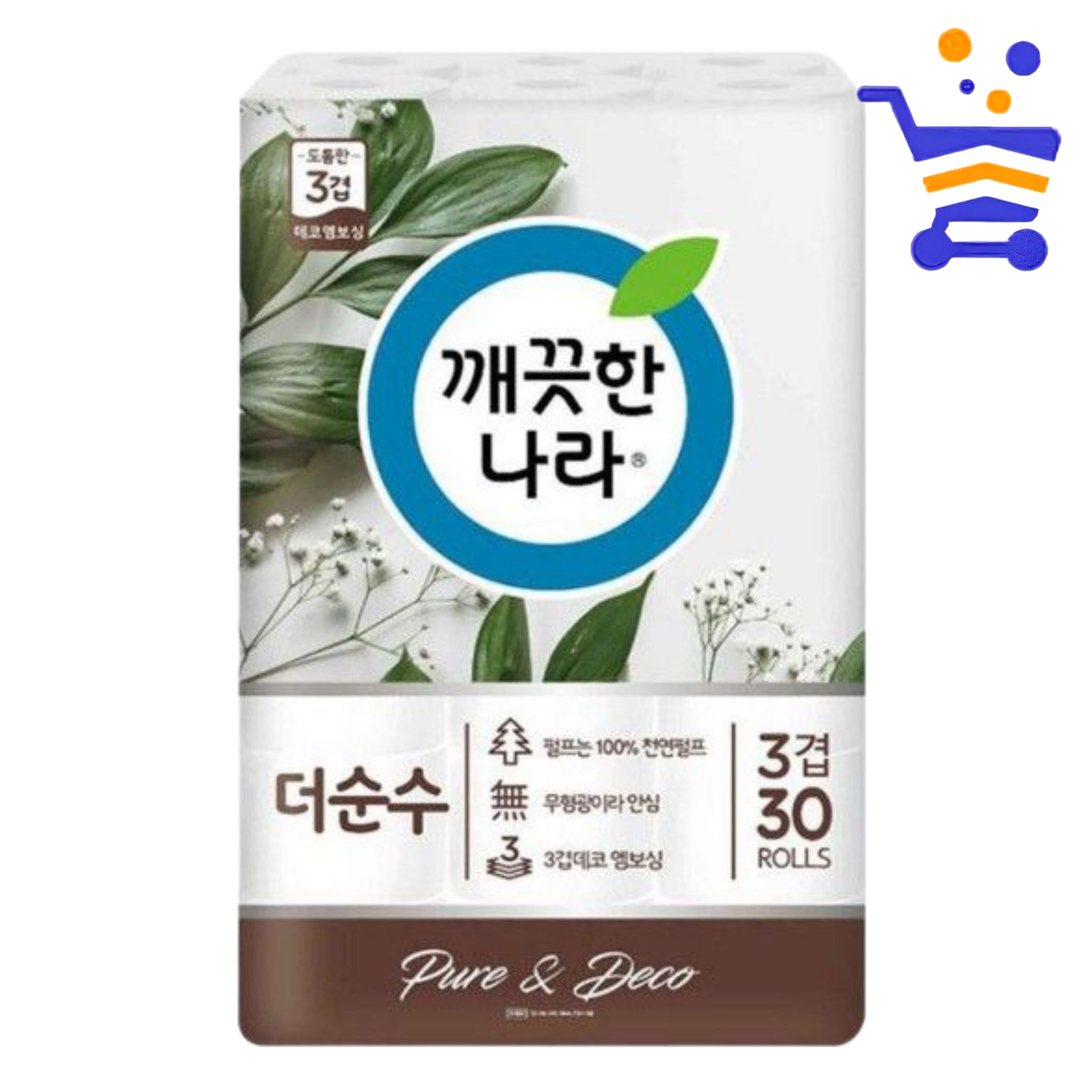 깨끗한나라 더순수 3겹 25mX30롤 1팩 롤화장지 화장실 두루마리휴지 - 상품 이미지