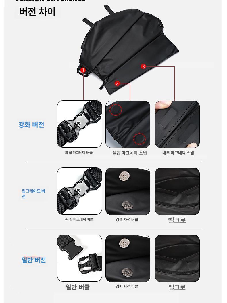 남성용 메신저백 크로스백 가슴 가방 통근용 스포츠 라이딩 자전거 오토바이 스포츠 숄더백 블랙 심플 버전 52xx - 상세 이미지 2
