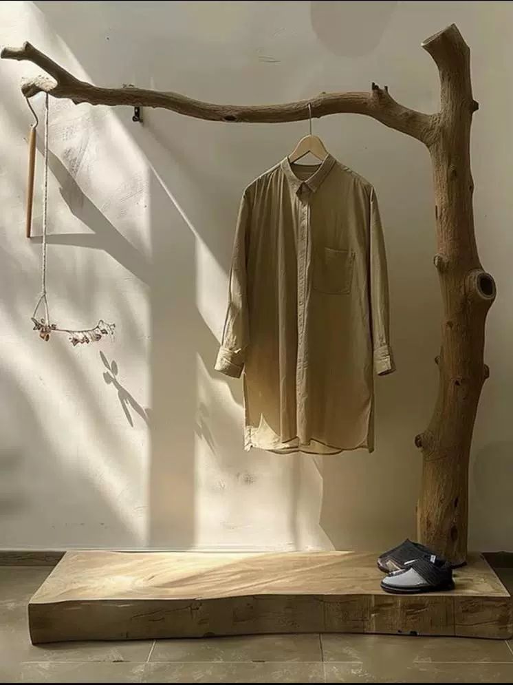 행거 매장 인테리어 원목 통나무 스튜디오 진열대 옷걸이 의류 수납 의류매장 드레스룸 - 상세 이미지 3