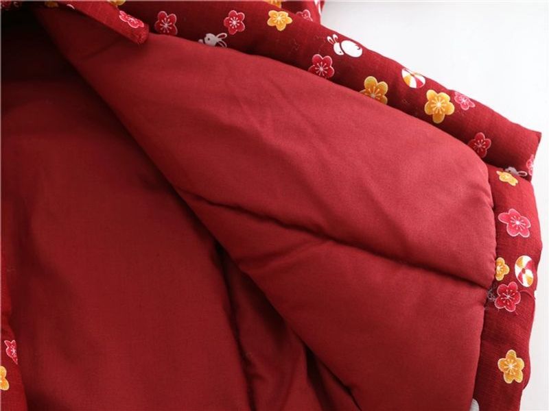 가운 방한복 깔깔이 기모노 커플잠옷 유카타 홈웨어 체크 웨이브 패턴 퀼팅 겨울 - 상세 이미지 4