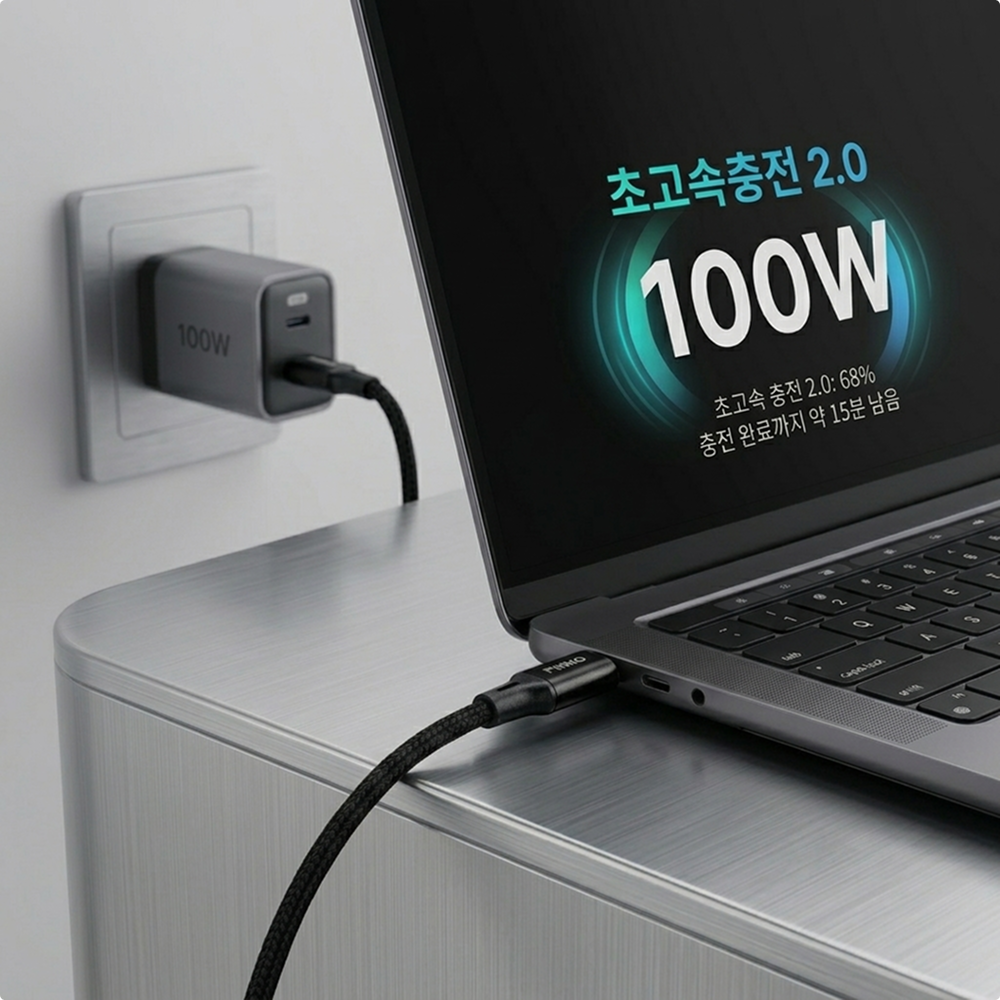 피르모 100W 5A PD C to C타입 초고속충전 케이블 1m, 2m 이미지 3