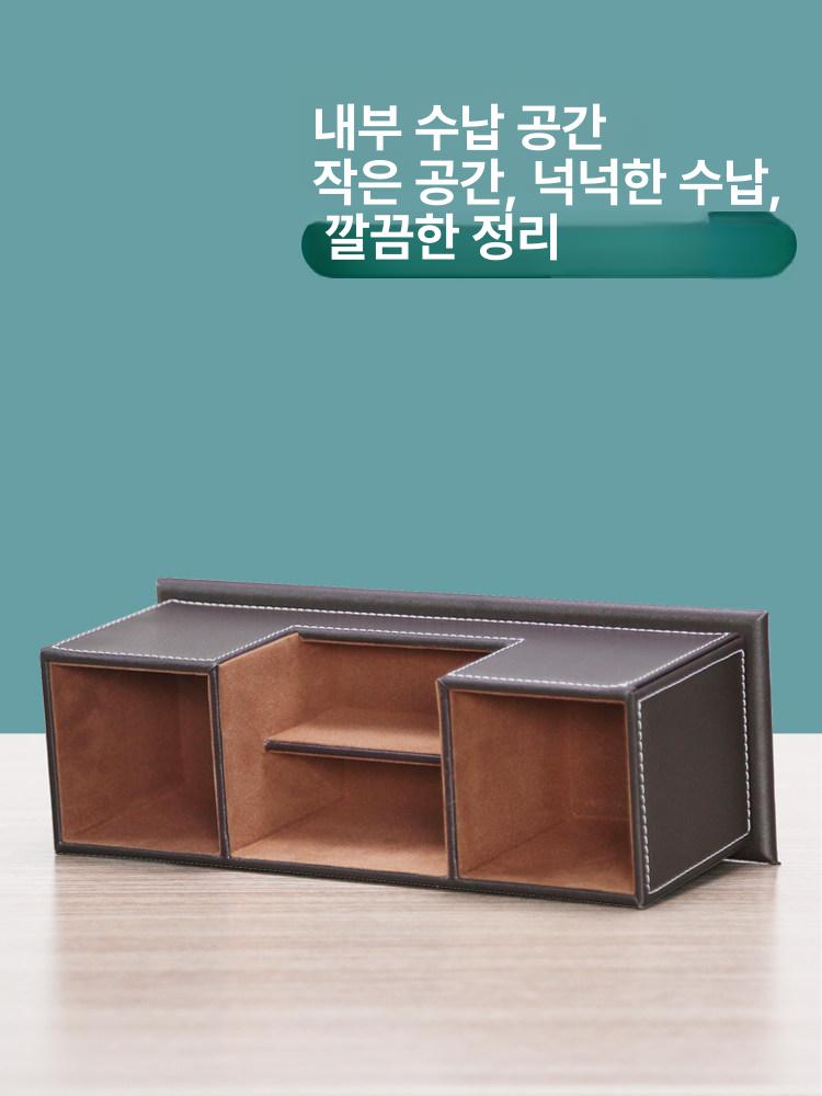 가죽 오거나이저 책상 정리용 홀더 오피스 원형 데스크탑 컵 고급 트레이 오거나이즈 - 상세 이미지 4