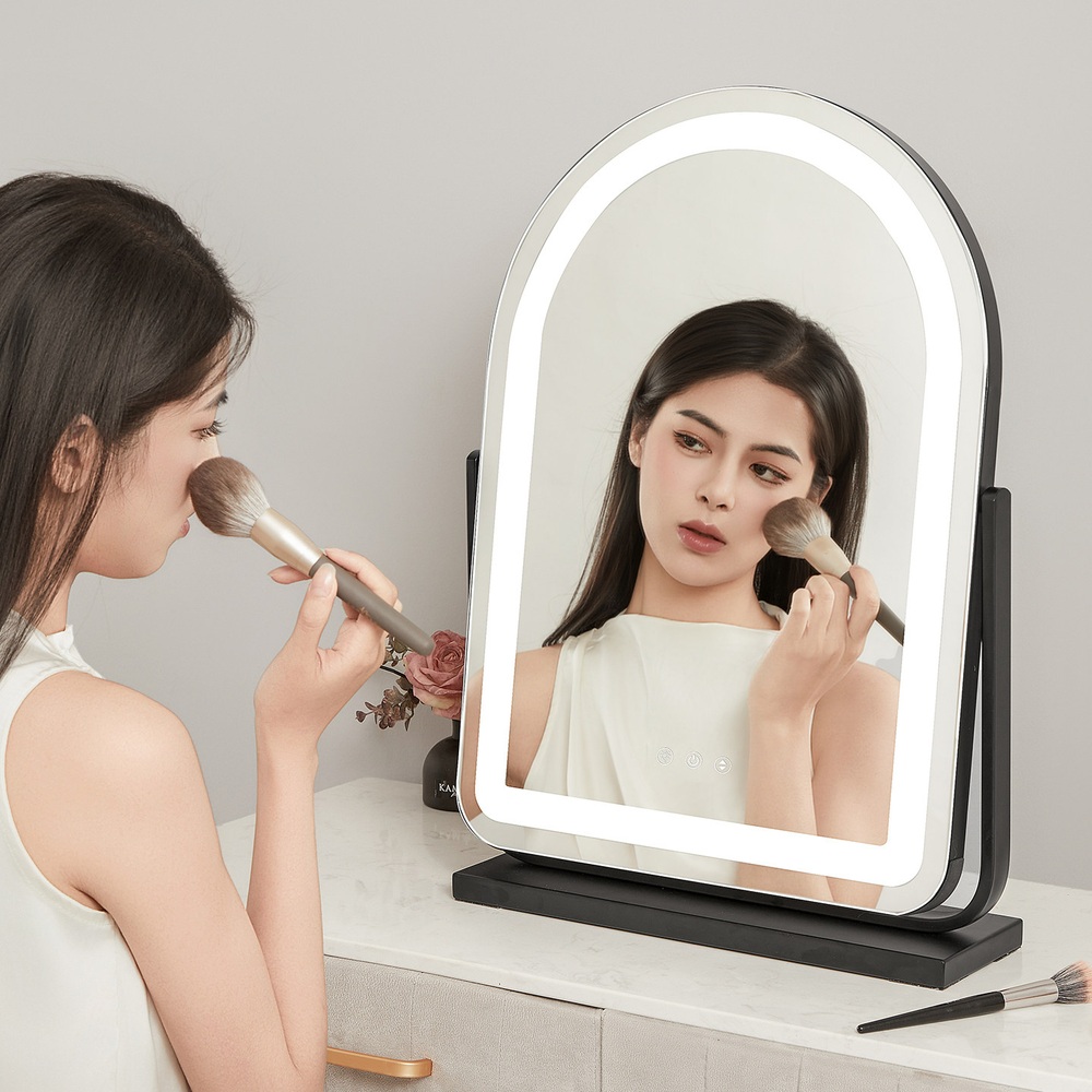 충전식 LED 화장대 아치형 스마트 메이크업 거울 조명 벽걸이 겸용 탁상 스탠드형 - 상품 이미지