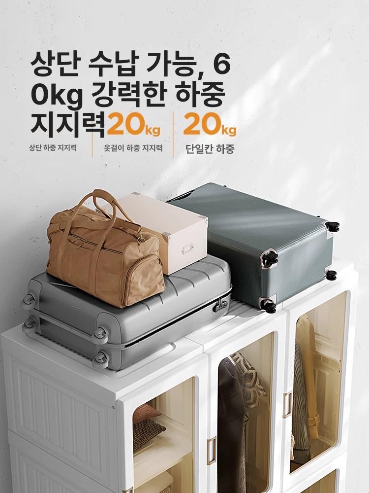 간이 옷장 조립식 자취방 싱글 천옷장 침실 행거 접이식 접이식옷장 기숙사 수납장 옷방 - 상세 이미지 5
