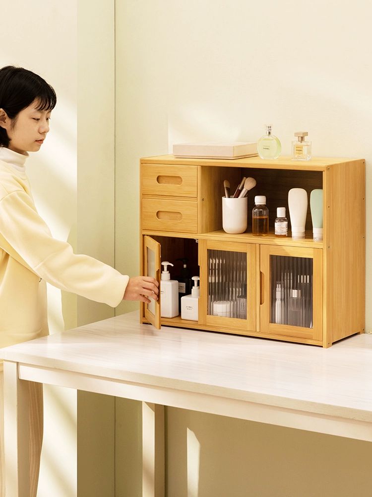 화장품정리 빈티지 카페장 진열장 원목수납장 수납장 서랍장 선반 소품 회전 테이블 엔틱 - 상세 이미지 3